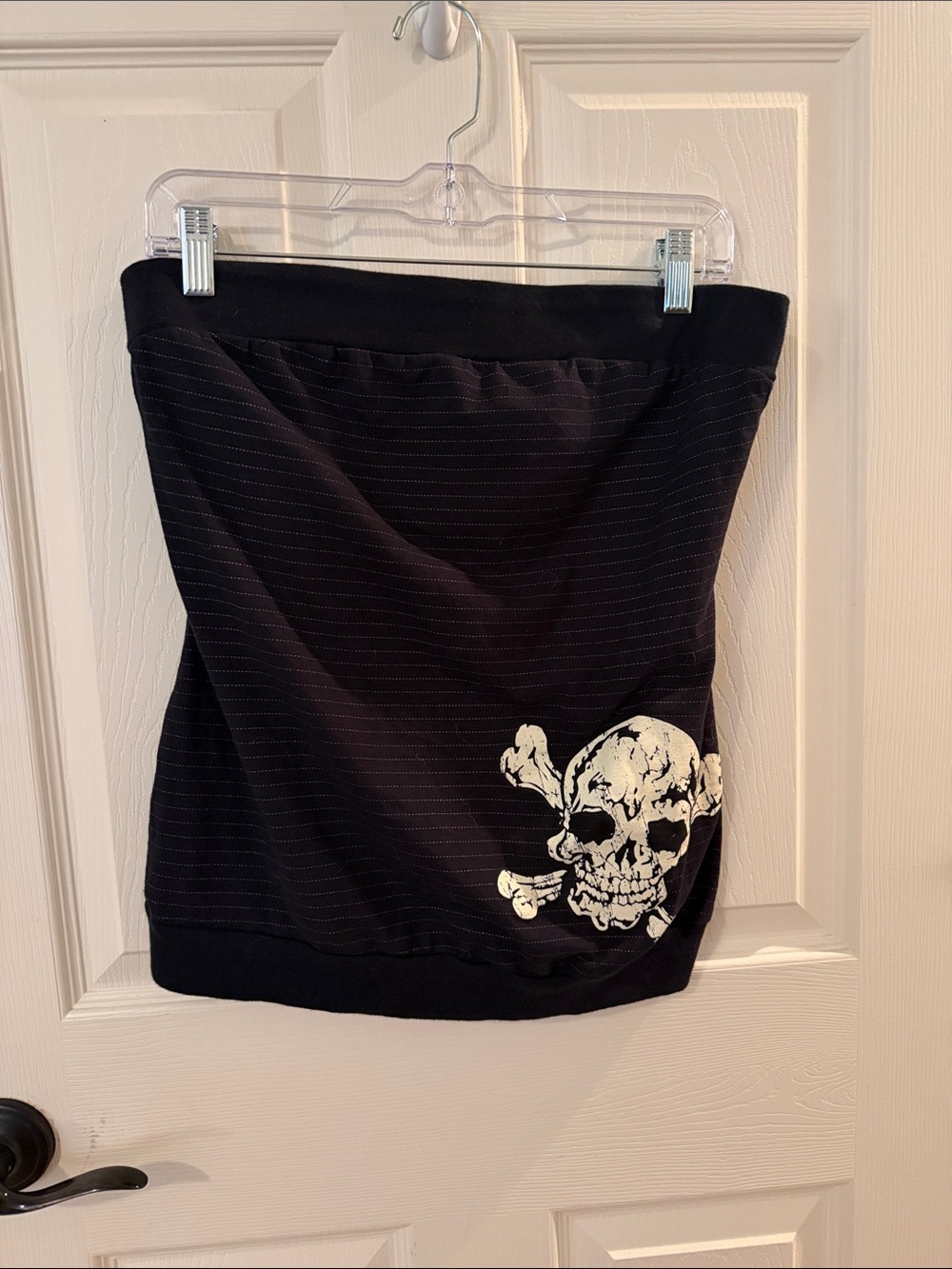 Y2K Vintage Black Skull Print Tube Top - Women